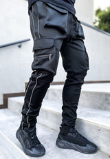 Black Reflective Cargo Track Pants